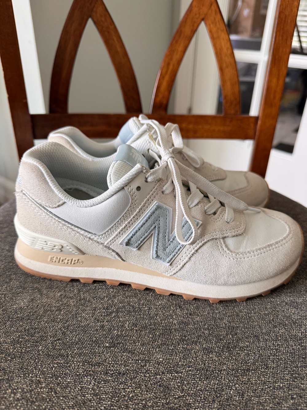 New Balance 574 Sneaker 7 Reflection Light Blue Suede Comfort Athleisure Neutral - Picture 3 of 11